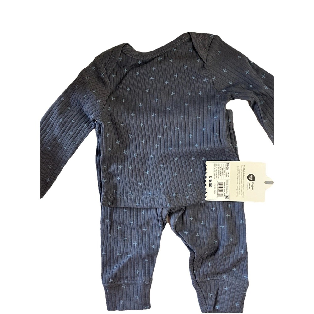 Cloud Island Baby Boys 2pc Wide Ribbed Top & Bottom Set - Navy Blue size Newborn